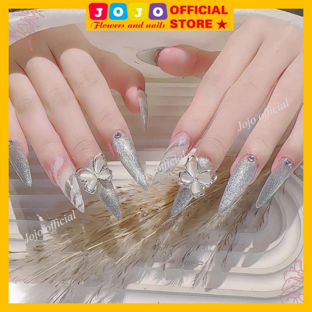 Bộ 24 Móng Tay Giả Thiết Kế Thủ Công Thời Trang Hottrend Jojo's Móng Giả Nailbox Rẻ Đẹp Kèm Keo Gắn Tự Làm Tại Nhà