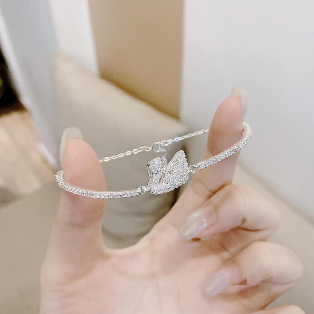 Lắc tay nữ, lắc tay bạc cáo cáp , kiểu dáng thiên nga, đeo đẹp