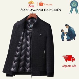 Áo khoác nam trung niên, áo khoác dạ lót lông cho bố, áo cho người già SULA, áo M chuông ông1