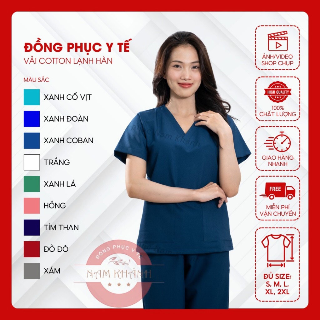 Đồng phục Spa - y tế,Bộ scrubs bác sĩ Áo phẫu thuật Chất liệu Cotton Cao Cấp