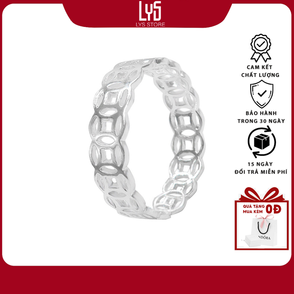Nhẫn bạc nữ Lys kim tiềnn trơn basic 8188SV - Fullbox hộp PAN đầy đủ phụ kiện PAN