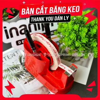 Bàn Cắt Băng Keo Để Bàn Cở Nhỏ, Dao Cắt Băng Keo Thank You Dán Ly