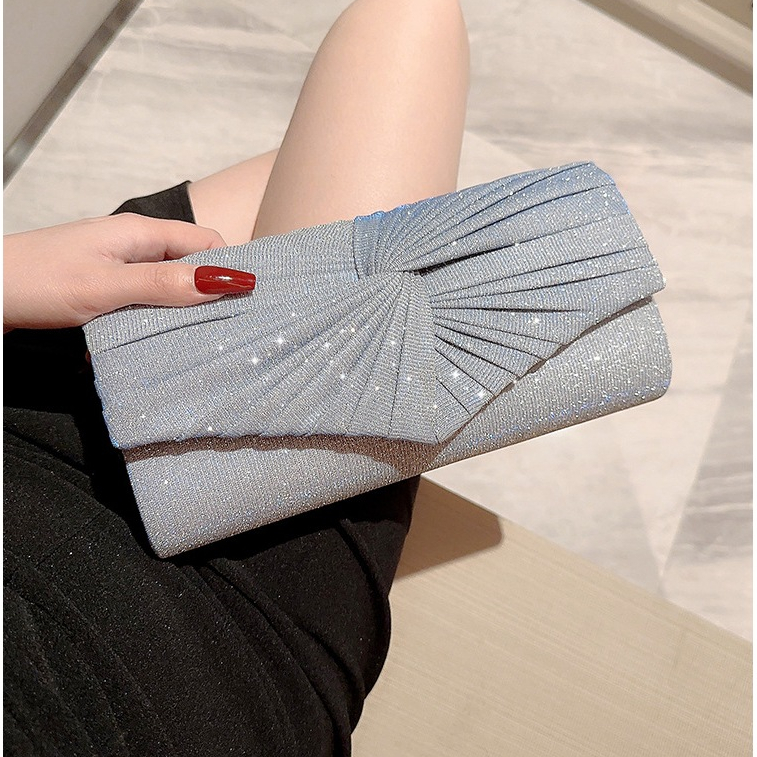 Clutch nữ ví dài cầm tay dự tiệc vải kim tuyến xoắn sang chảnh BAG U CVX20