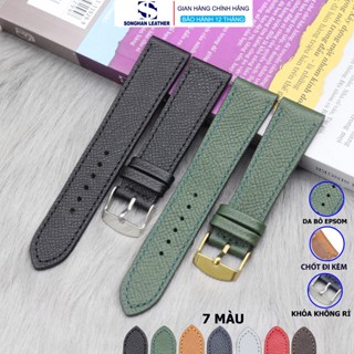 ( FORM MỎNG ) Dây Da Đồng Hồ, Dây Da EpSom Songhan Leather Khoá Kim, Chốt +cây tháo dây,BH 6 Tháng