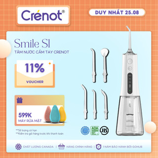 Máy Tăm Nước Cầm Tay Mini Crenot Smile S1 Chính Hãng Đầu Nhỏ Gọn Gia Đình Du Lịch Vệ Sinh Tốt Cho Người Niềng Răng Miệng