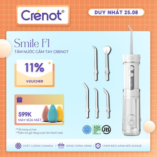 Máy Tăm Nước Cầm Tay Mini Crenot Smile F1 Chính Hãng Đầu Nhỏ Gọn Gia Đình Du Lịch Vệ Sinh Tốt Cho Người Niềng Răng Miệng
