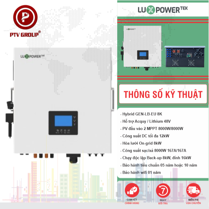 Inverter Luxpower GEN 8K I Biến Tần Hybrid | PTV GROUP | Bảo Hành 5 Năm