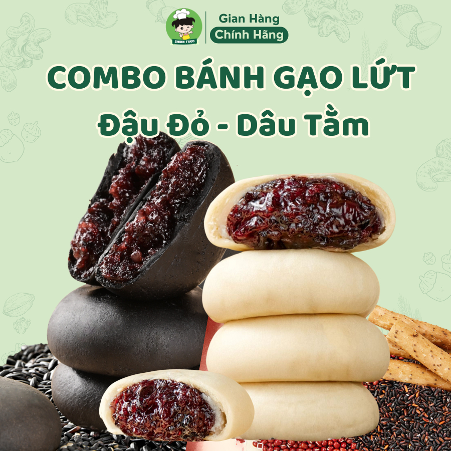 Combo Bánh Gạo Lứt Dâu Tằm Và Bánh Gạo Lứt Đậu Đỏ Không Đường Shin Food, Bánh Gạo Lứt Mềm Dẻo Ít Calo Giảm Cân Healthy