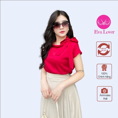 Sơ mi nữ Evalover thiết kế nơ vai chất lụa ngọc trai mềm mát