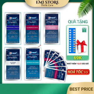 Miếng dán trắng răng Crest 3D White hàng USA chính hãng - Răng trắng, nụ cười xinh set 7 gói – 14 miếng dán crest