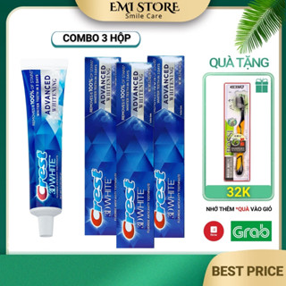 Combo 3 hộp kem đánh răng Crest 3D White Advance Tripple Whitening 147gr hàng USA chính hãng