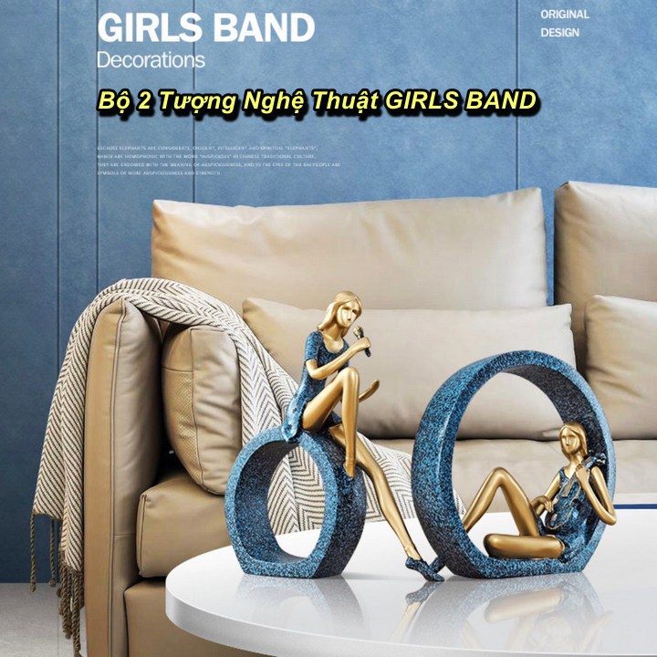 Bộ 2 Tượng Nghệ Thuật GIRLS BAND Trang Trí Decor Modern Home tinh tế