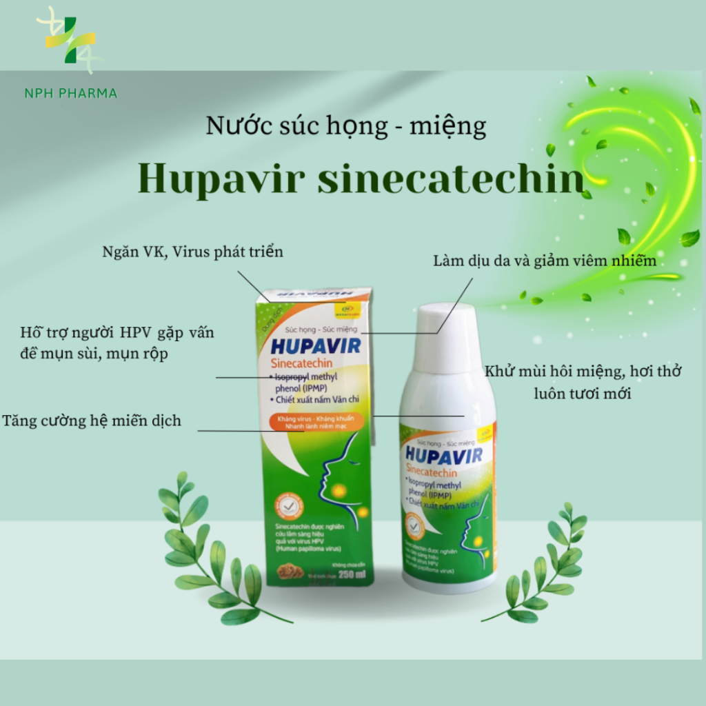 [ Che tên] Nước súc miệng Hupavir 250ml - Hỗ trợ sùi HPV & hạt lympho cho cả nam và nữ