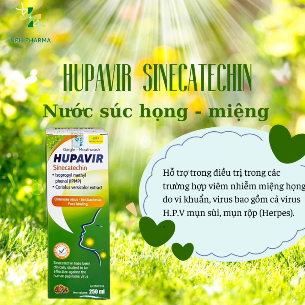 [ Che tên] Nước súc miệng Hupavir 250ml - Hỗ trợ sùi HPV & hạt lympho cho cả nam và nữ