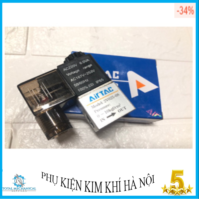 Van điện từ khí nén 2 cửa 2 vị trí chính hãng Airtac 2V025-08