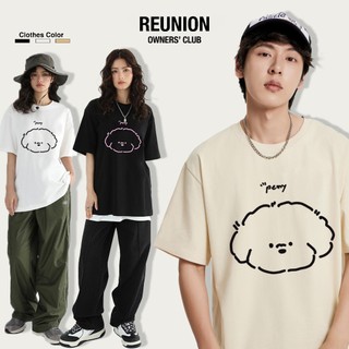 Áo Thun Nam Nữ Họa Tiết DOG REUNION Áo Phông Tay Lỡ Chất Vải Cotton Unisex