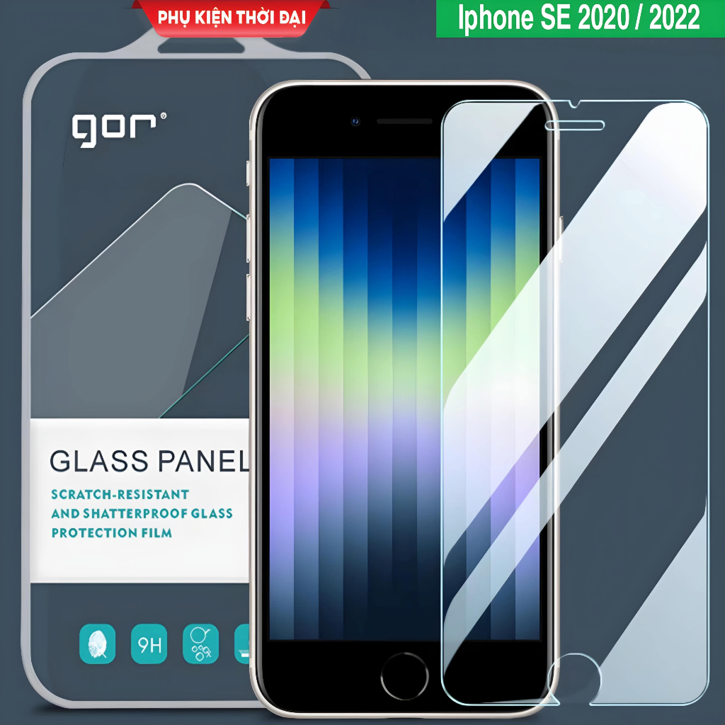 Cường lực Gor Iphone SE 2020 / 2022 trong suốt trơn mượt hạn chế vân tay tặng keo mép