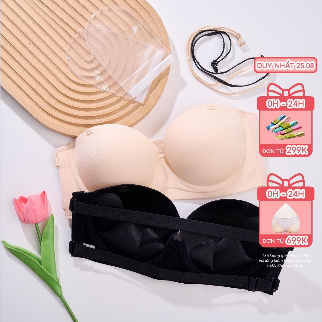 Áo Ngực Không Dây Chống Tụt Cup Ngang Vingo Kèm Miếng Dán Silicon Tàng Hình Mặc Áo Trễ Vai S413 Vngo