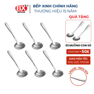 Muỗng Súp Tròn Bếp Xinh, inox 304, cán trơn cao cấp, set 6 cái, LAGOM