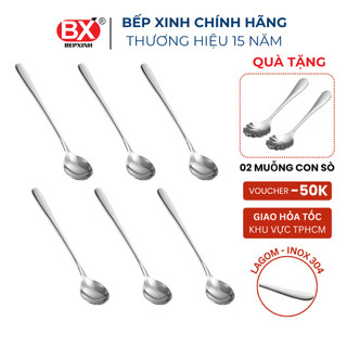 Muỗng Cà Phê Dài Bếp Xinh, inox cao cấp 304, cán trơn cao cấp, set 6 cái, LAGOM