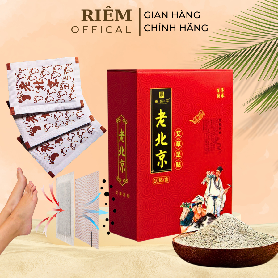 Miếng Dán Thải Độc Chân Hộp 50 Miếng Ông Lão Bắc Kinh Giúp Ngủ Ngon Thải Độc Cơ Giảm Mệt Mõi RIEM