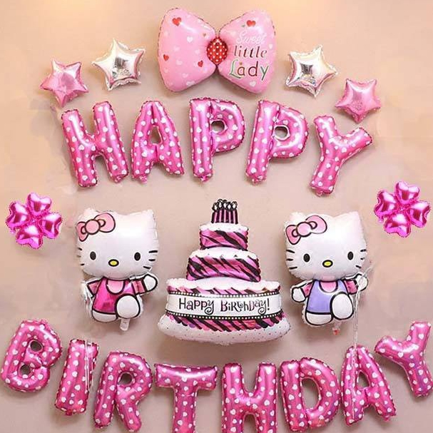 Set bóng sinh nhật hello kitty kèm bánh