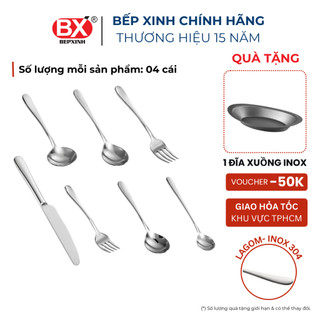 Bộ muỗng nĩa 28 món Bếp Xinh, inox không gỉ 420-cao cấp 304, cán trơn cao cấp (7 mã x 4 cái), LAGOM