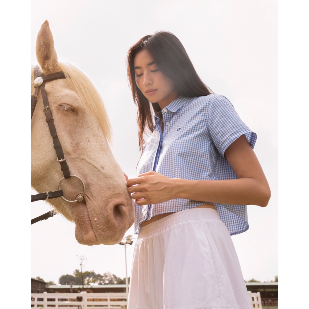 TheBlueTshirt - Áo sơ mi tay ngắn sọc caro phom ngắn cho nữ - BlueMade Boxy Shirt - Women | BigBuy360 - bigbuy360.vn