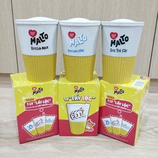 Ly Malto 380ml, Ly nhựa lúa mạch có nắp đậy, Ly "lấy lộc" quà tặng sữa LOF MALTO - Hien Cherry's Shop