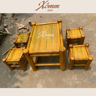 Bàn ghế tre mộc uống trà, quán ăn, nhà hàng, trang trí decor tết, gian hàng chợ quê