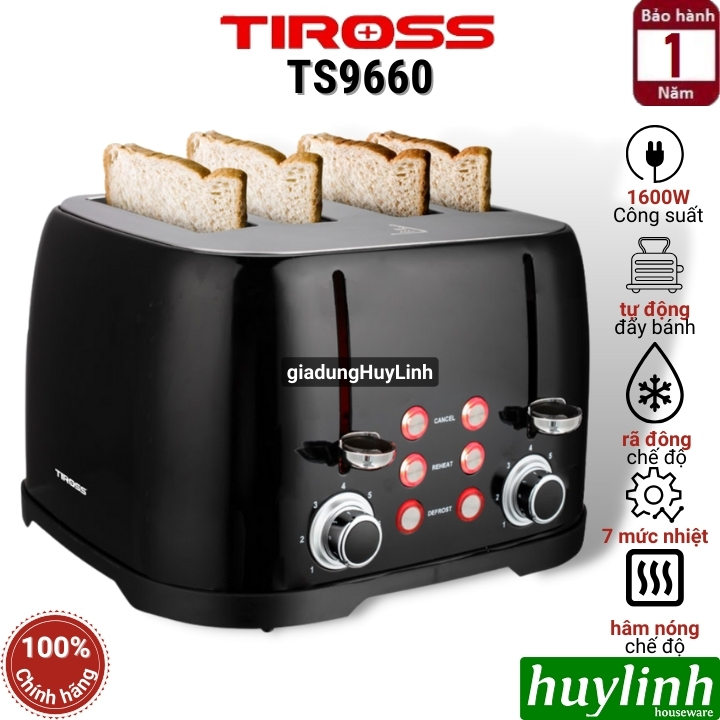 Máy nướng bánh mì sandwich 4 lát Tiross TS9660 - 1600W