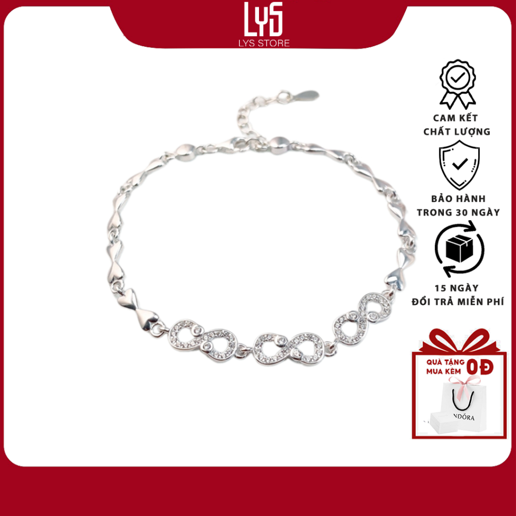 Vòng tay bạc Lys vô cực đính đá -Lắc tay nữ S925 2189SV