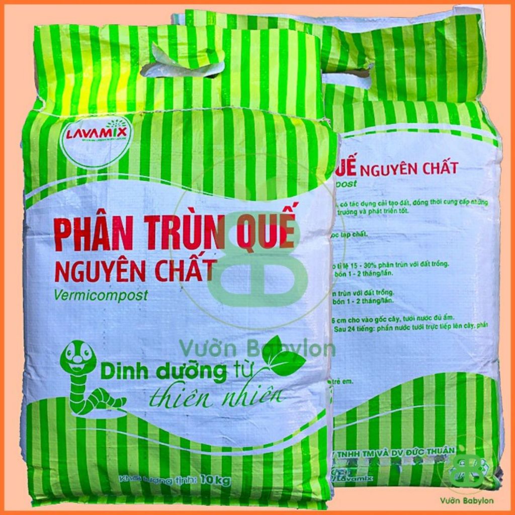 Phân Trùn Quế Nguyên Chất Lavamix, Phân hữu cơ cho rau củ quả, Phân trùn Vuonbabylon cải tạo đất - Túi 10Kg