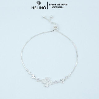 Lắc tay bạc nữ HELINO cỏ bốn lá may mắn đính đá bản dây rút V33