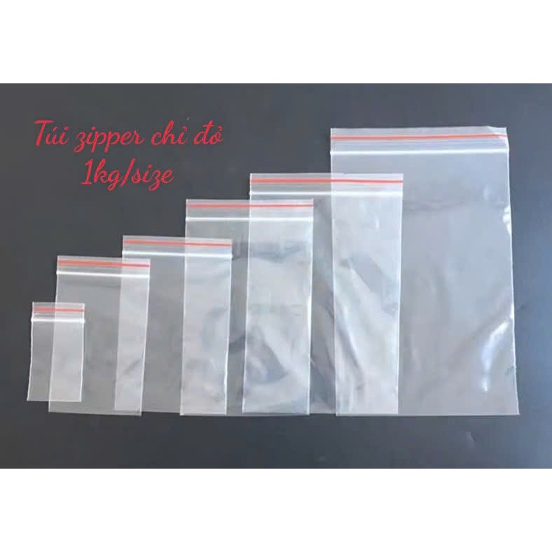 [1kg/size] Túi zip viền chỉ đỏ(hàng có sẵn)