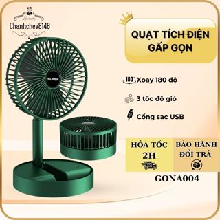 Quạt Super mini -GONA - tích điện để bàn gấp gọn tiện dụng 3 cấp độ GONA004
