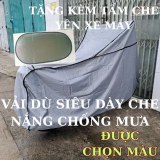 Áo bạt phủ trùm xe máy vải Dù DÀY che nắng chống mưa tặng kèm TẤM CHE YÊN XE MÁY TRÁNG BẠC