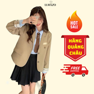 Áo vest lửng nữ LUHAZO  áo blazer áo khoác đệm vai bigsize thanh lịch 2 lớp túi có nắp túi thật công sở Hàn Quốc L51
