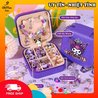 🌻 Bộ Charm Kuromi Handmade Cho Bé Làm Vòng Tay, Dây Chuyền ☘️ hộp nhung đẹp, 66 chi tiết 💖 gồm 3 vòng tay và 3 vòng cổ