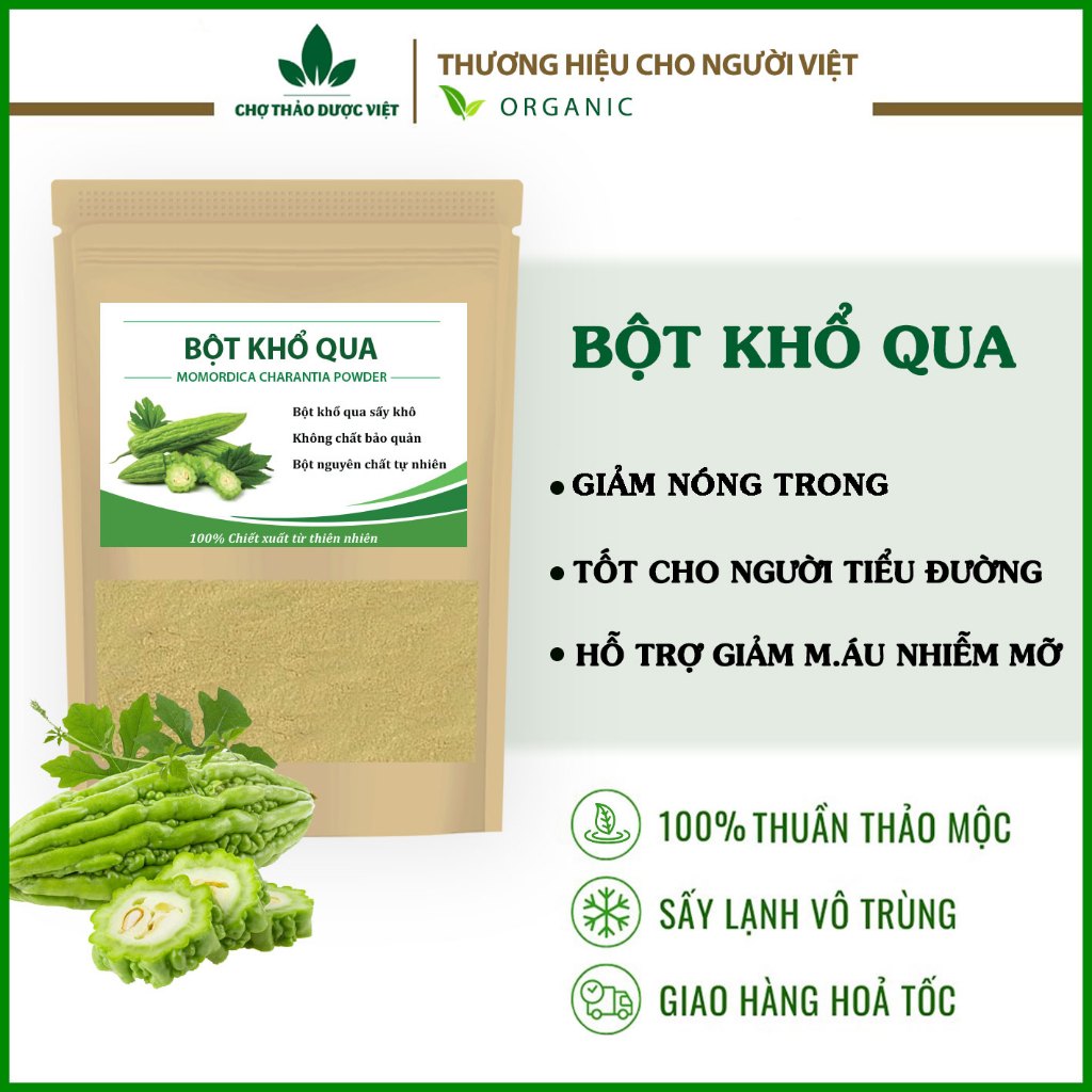 Bột khổ qua 500g, bột mướp đắng nguyên chất, thơm, mịn, giảm mụn, mờ thâm, dưỡng da, ngừa tiểu đường