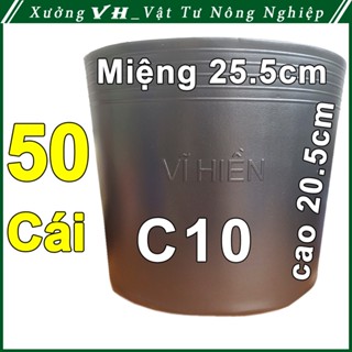 50 Chậu nhựa VĨ HIỀN C10 miệng,cao 25.5x20.5cm trồng cây ăn trái và hoa siêu bền--77105