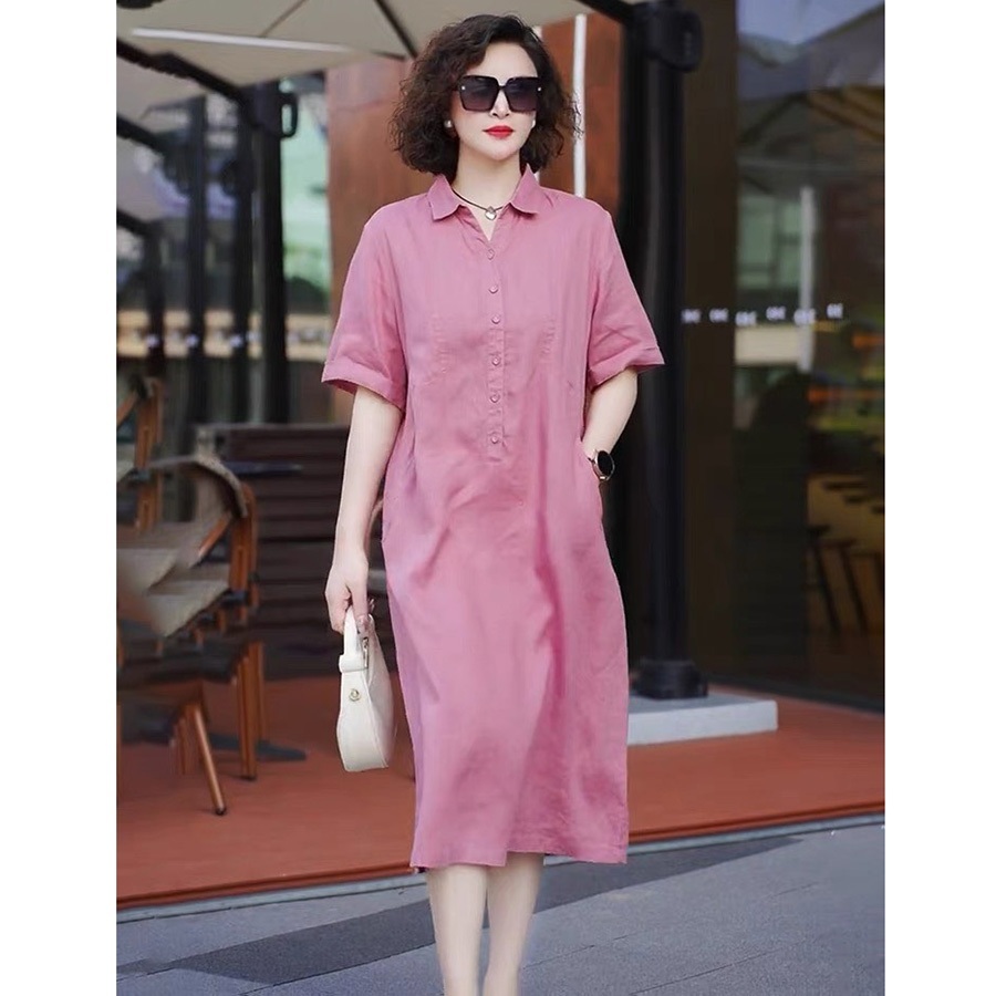 Đầm Suông Trung Niên Túi Bổ Cơi SLINEN - Linen Bột Premium, Form Rộng Dễ Mặc