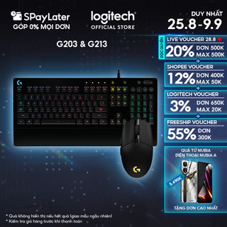 Combo Bàn Phím Gaming Logitech G213 và Chuột Gaming Logitech G203 - Tùy chỉnh RGB, kết nối G HUB