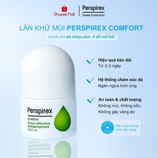  Perspirex Comfort Lăn Khử Mùi và Ngăn Mồ Hôi 20ml: Dành cho da nhạy cảm hoặc da ít đổ mồ hôi