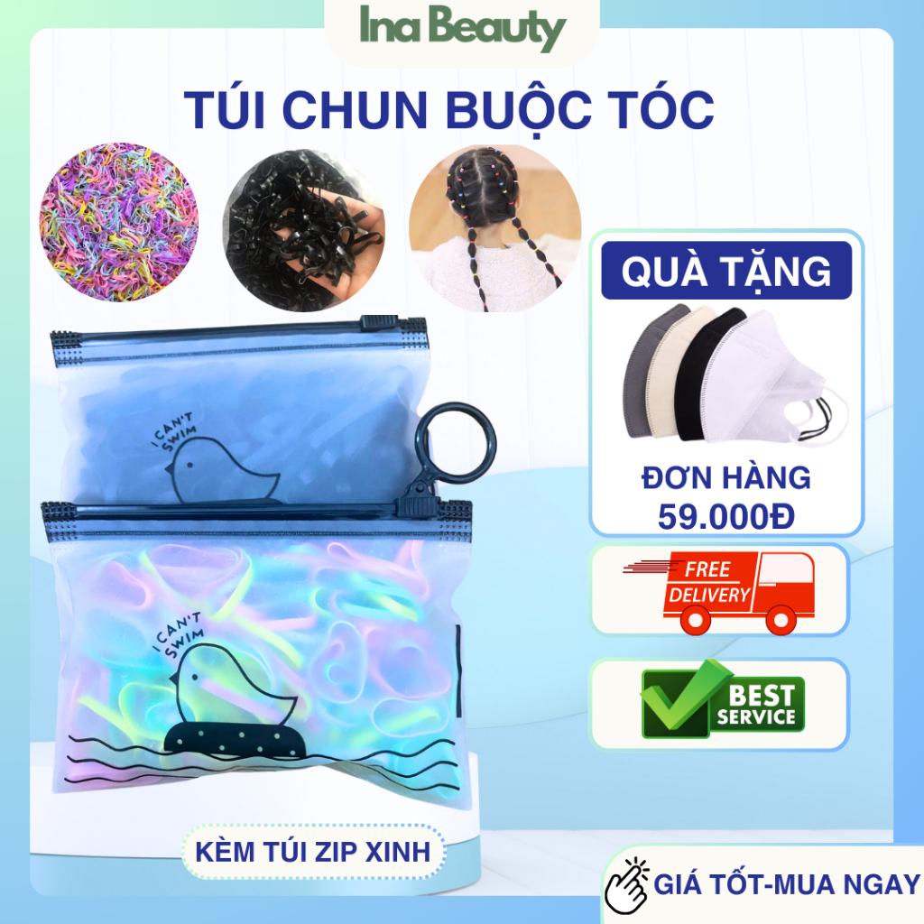 Túi Chun Buộc Tóc Siêu Dai Deal 1K Loại Dày Thun Buộc Tóc Cho Bé Màu Pastel Đen Freeship