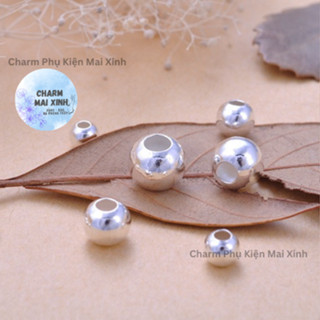 [S925] Bi Bạc Tròn Trơn - Bạc Phủ Vàng - Bạc trắng 925 - 4 Kích Thước - Charm, Phụ Kiện Xâu Mix Vòng Tay Nam, Nữ