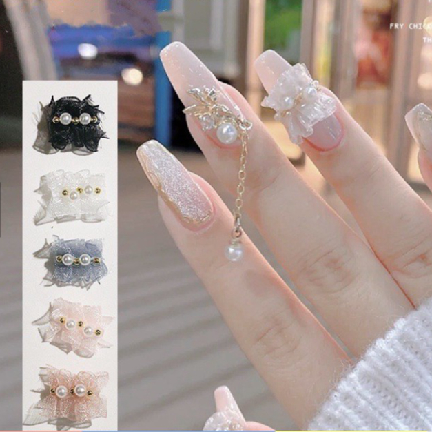 charm nơ nhún trang trí nail