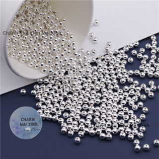 [Sỉ 100v S925] Bi Bạc Tròn Trơn - Bạc Trắng 925 - 4 Kích Thước - Charm, Phụ Kiện Xâu Phối Vòng Tay Handmade Nam, Nữ