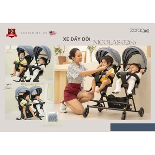 XE Đẩy đôi ZARACOS NICOLAS 0266 cho bé ( ngồi và ngả, 3 tháng tới 4 tuổi)