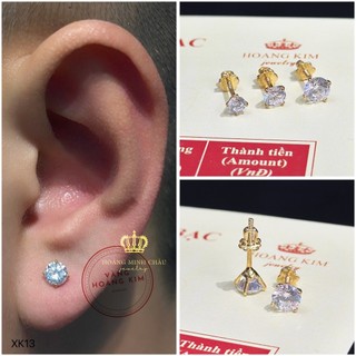 Bông tai nam nữ bạc xi vàng 18K Hoàng Minh Châu Jewelry (XK13) - khuyên tai bạc XI VÀNG 18K